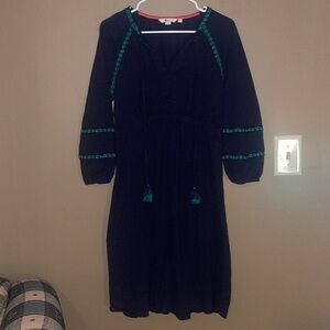 Boden Black Dress with Green Accents